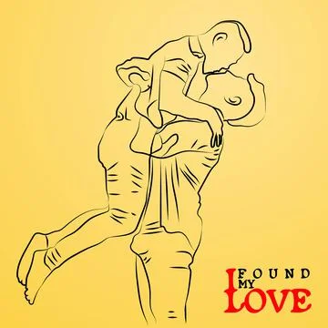 Vector of kissing couple, hugging. Drawing art of homosexual men kissing. Stock Illustration