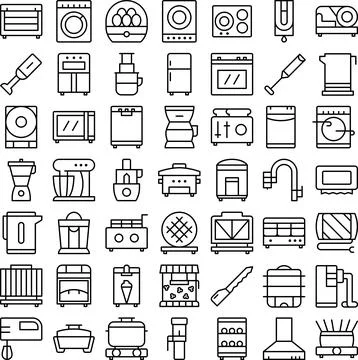 Vector of Kitchen Appliance Icon Set Solid. Perfect for user interface, new appl Stock Illustration