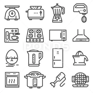 Cooking devices icons set Royalty Free Vector Image