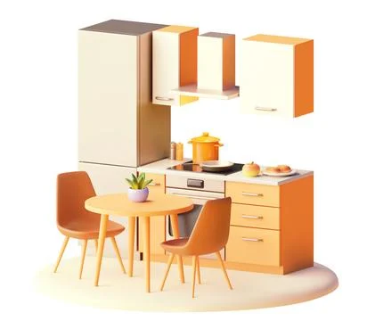 Vector kitchen with dining table Stock Illustration