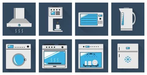 Vector kitchen icons. Flat Stock Illustration