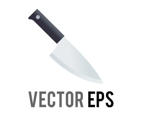Vector kitchen knife with a long steel blade icon with black handle Stock Illustration