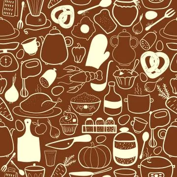 Vector kitchen seamless pattern Stock Illustration