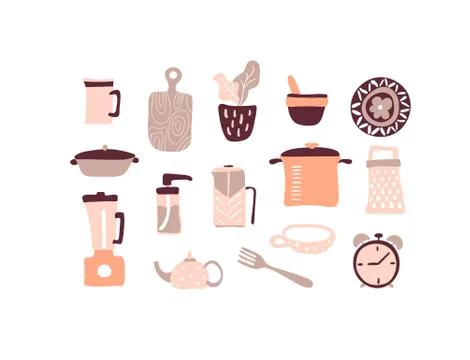 Vector kitchen tools set. Kitchenware collection. Lots of kitchen tools 스톡 일러스트