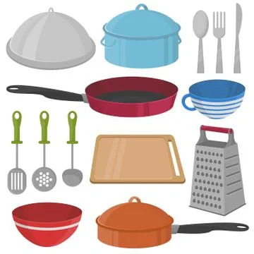 Vector Kitchenware and cooking equipment icon set Stock Illustration