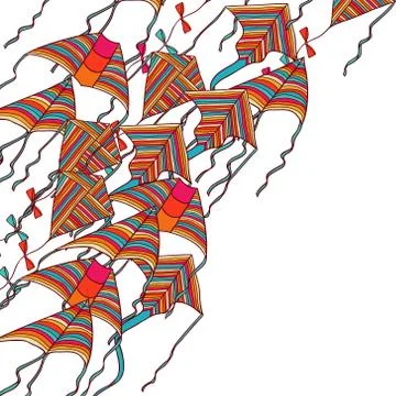 Vector kites for your design. Hand drawn illustration Illustrazione stock