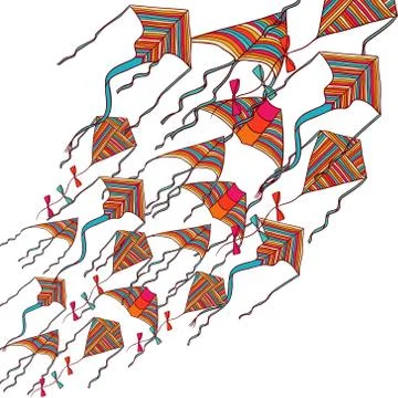 Vector kites for your design. Hand drawn illustration Stock Illustration