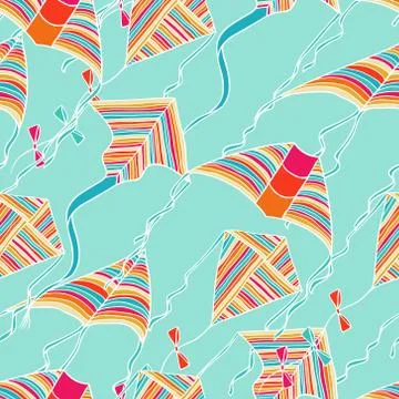 Vector kites for your design. Seamless pattern Illustrazione stock