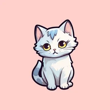 Vector kitten cat on pink background Stock Illustration