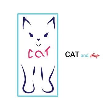 Vector Kitten Logo Design. Stylized silhouette of cat abstract sign Stock Illustration