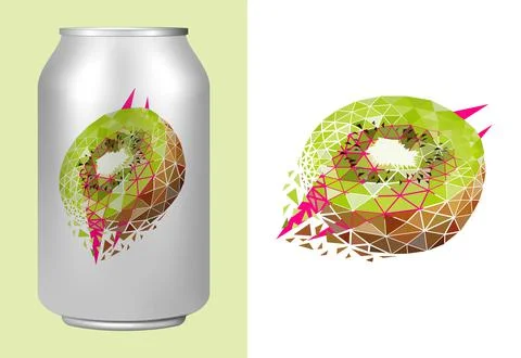 Vector kiwi in low poly style . Editable illustration Stock Illustration