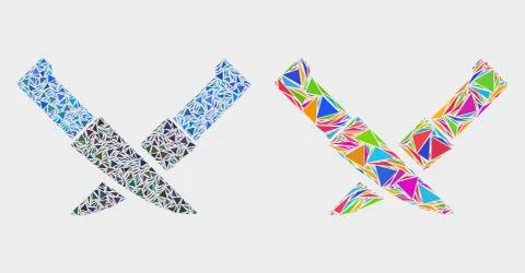 Vector Knife Pair Mosaic Icon of Triangle Elements Stock Illustration