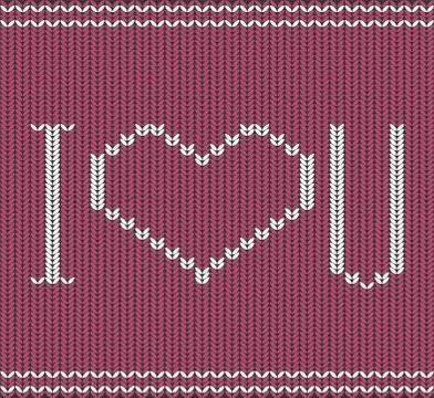 Vector knitted background with "i love you"  pattern Stock Illustration