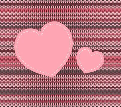 Vector knitted pattern and heart applique Stock Illustration