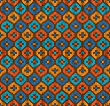 Vector knitting seamless background: geometric pattern Stock Illustration