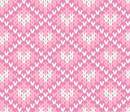 Vector knitting seamless background with little hearts Stock Illustration