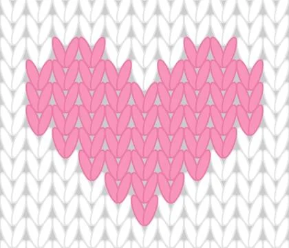Vector knitting seamless background with pink hearts Stock Illustration