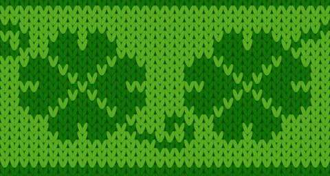 Vector knitting seamless background: shamrock pattern Stock Illustration