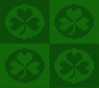 Vector knitting seamless background: shamrock pattern Stock Illustration