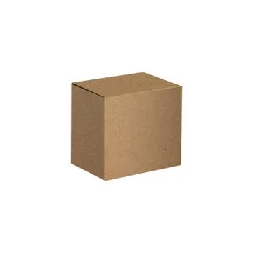 Vector kraft paper closed box realistic illustration. Isolated 3-d object Stock-Illustration