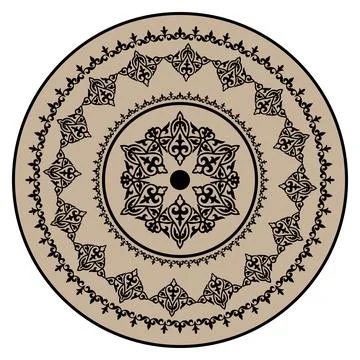 Vector Kyrgyz round ornament. Elements of ornament, motives of Turkic peoples Stock Illustration