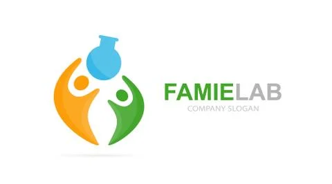 Vector lab and people logo combination. Bottle and family symbol or icon. Unique Stock Illustration