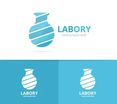Vector of lab bottle logo combination. Bulb and flask symbol or icon. Unique 스톡 일러스트