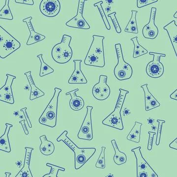 Vector lab flask glass seamless medical pattern Stock Illustration
