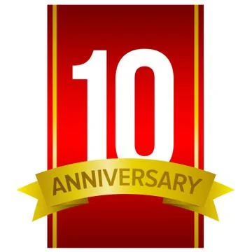 Vector label for 10 years celebration Stock Illustration