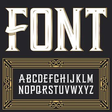 Vector label font with ornament Stock Illustration