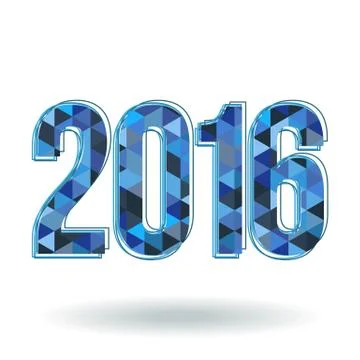 Vector label for the new 2016 mosaic of colored triangles Illustrazione stock