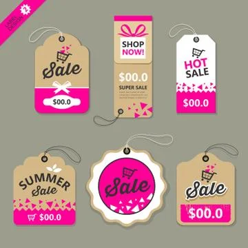 Vector label paper brown and pink concept collections design Stock Illustration
