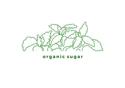 Vector label of stevia. Organic sugar. Natural sweet food. Stock Illustration