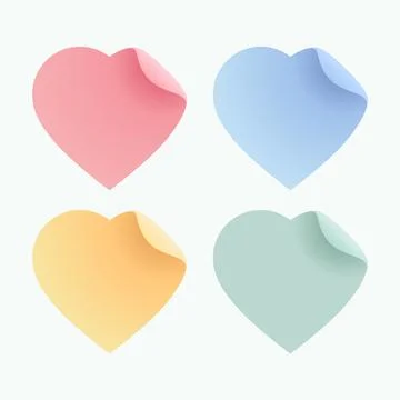 Vector labels heart shape. Set of romantic stickers for valentines day. Illustrazione stock