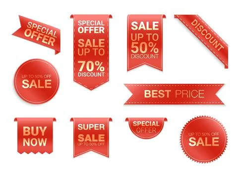 Vector labels isolated on white background. Sale promotion, website stickers, Stock Illustration