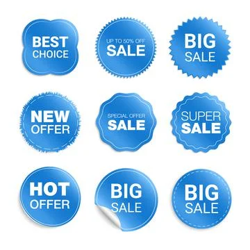 Vector labels isolated on white background. Sale promotion, website stickers, Stock-Illustration