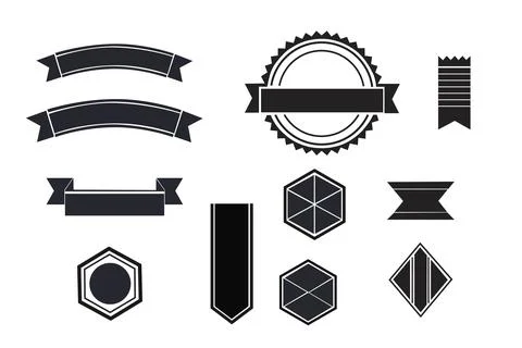 Vector Labels, Ribbons and Badges – Vintage Banner Design, Stock Illustration