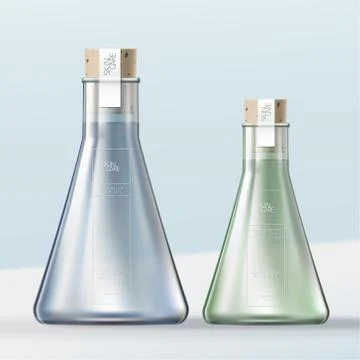 Vector Laboratory Glass Flask Bottle Bath Oil or Bubble Bath Stock Illustration