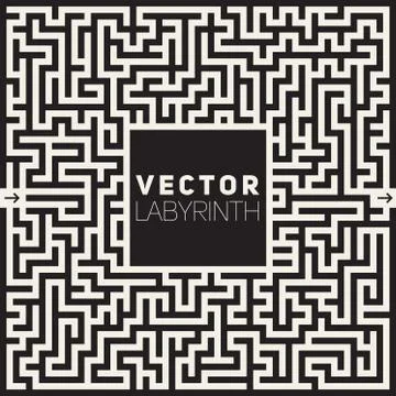 Vector Labyrinth Black And White Maze Frame Background Stock Illustration
