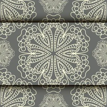 Vector lace pattern in Eastern style on scroll work background. Stock Illustration