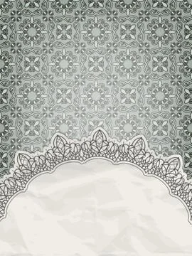 Vector lacy frame for your text on seamless retro floral pattern Stock Illustration