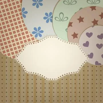 Vector lacy napkin abd circle retro  patterns on seamless background with str Stock Illustration