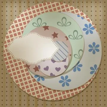 Vector lacy napkin on retro circle patterns, can be used separately Stock Illustration