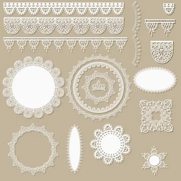 Vector lacy scrapbook design elements Stock Illustration