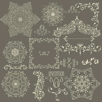 Vector lacy vintage design elements Stock Illustration