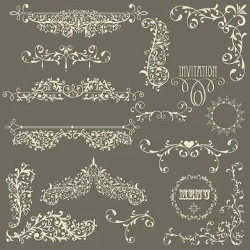Vector lacy vintage design elements Stock Illustration
