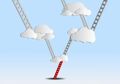 Vector : Ladders to cloud on sky Stock Illustration