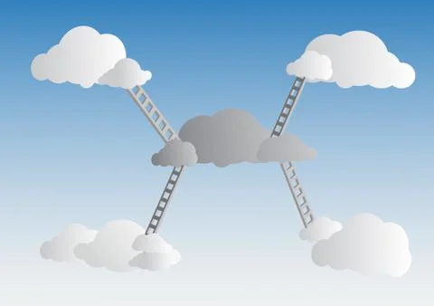 Vector : Ladders to cloud on sky Stock Illustration