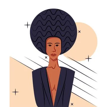 Vector lady in shadow of sharp lines style Stock Illustration