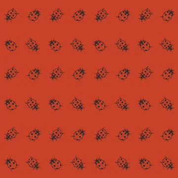Vector ladybug red and black seamless pattern print background. Stock Illustration